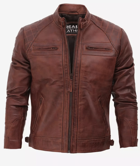 Men's Distressed Brown Motorcycle Leather Jacket - Best Leather Riding Jacket | Buy from Ace Cart