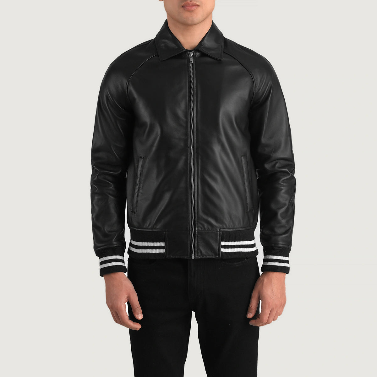Walton Black Leather Varsity Jacket