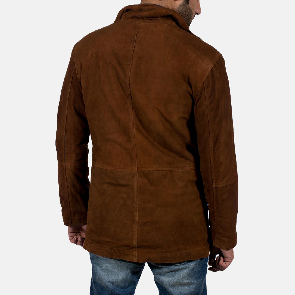 Stylish brown suede jacket from Ace Cart, featuring a classic biker design with zip closure and sleek pockets for a modern, rugged look.