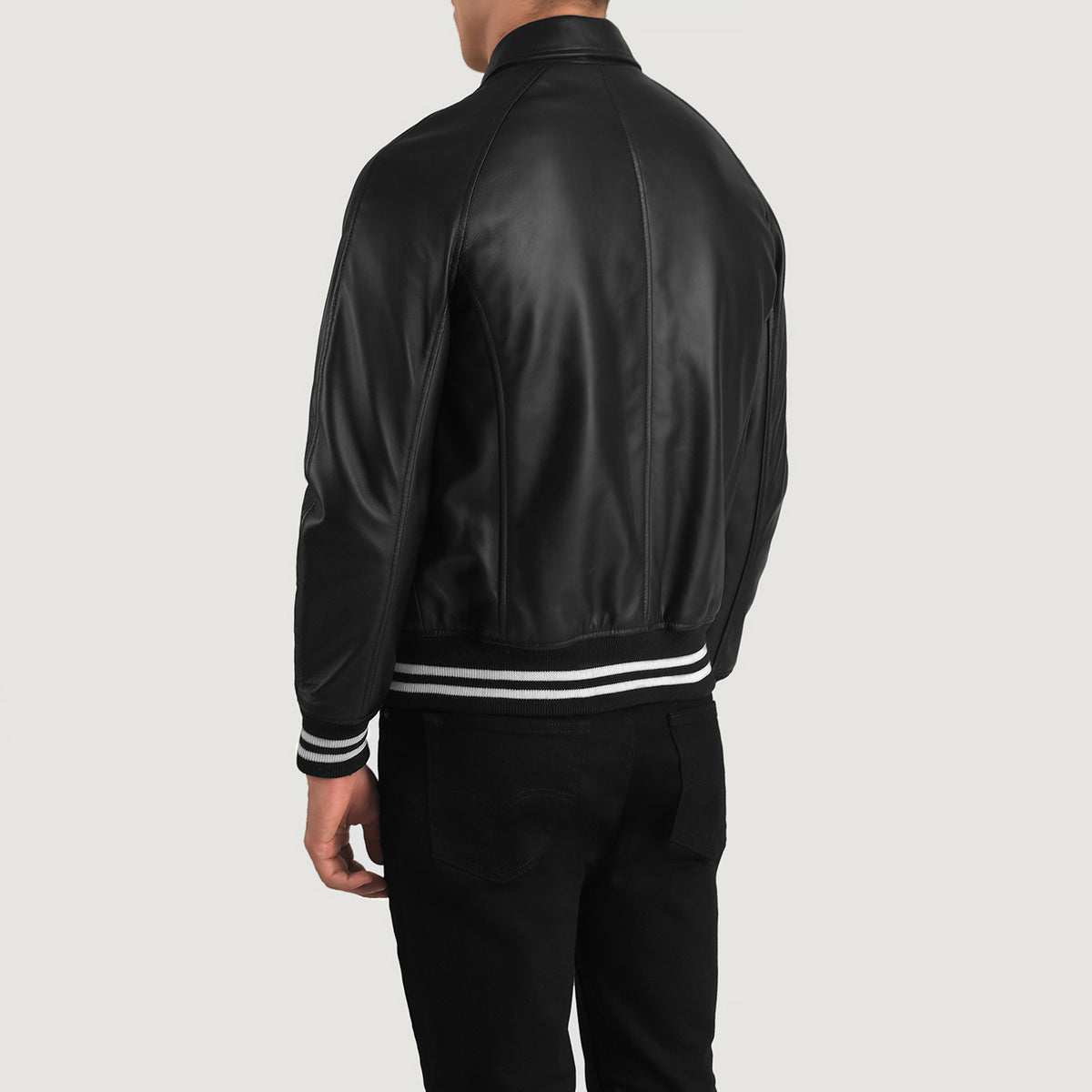 Walton Black Leather Varsity Jacket