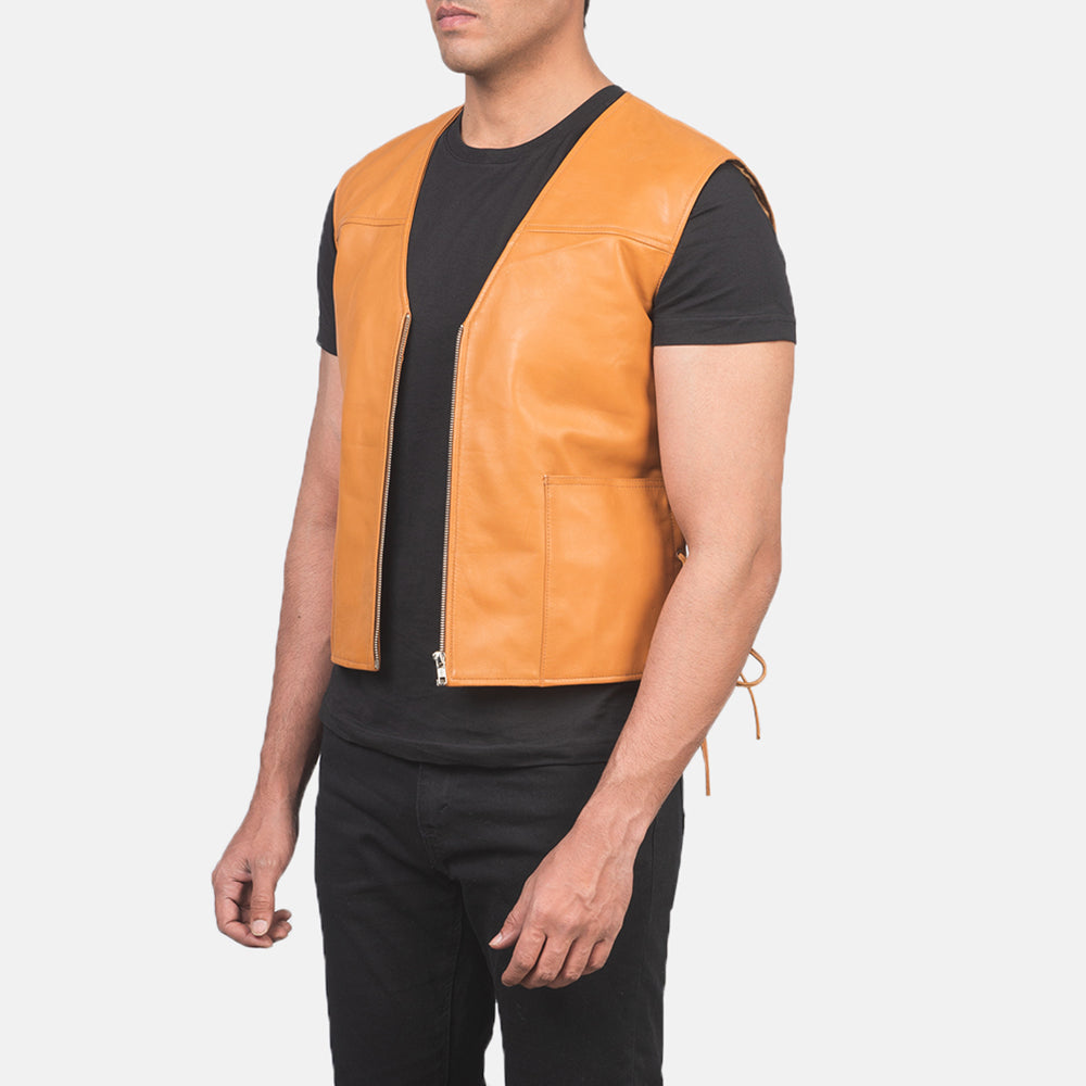 Brandon Tan Brown Leather Vest
