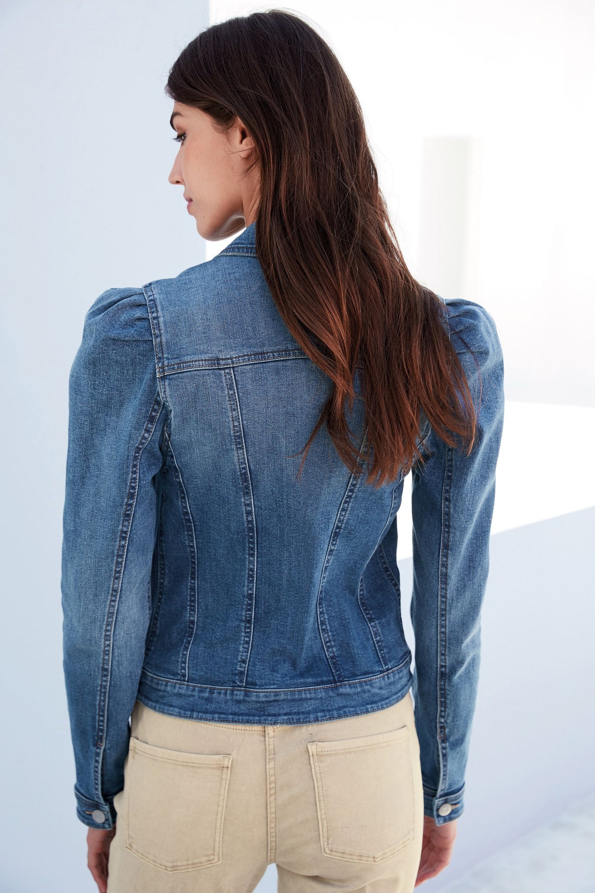 Stylish denim jacket with puff sleeves by Ace Cart, a versatile piece for any wardrobe.