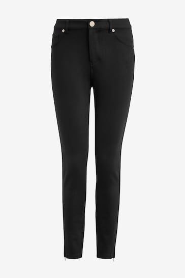 High-waisted slim-fit black jeggings with zip-cuff detailing from Ace Cart's premium brand, Ted Baker.
