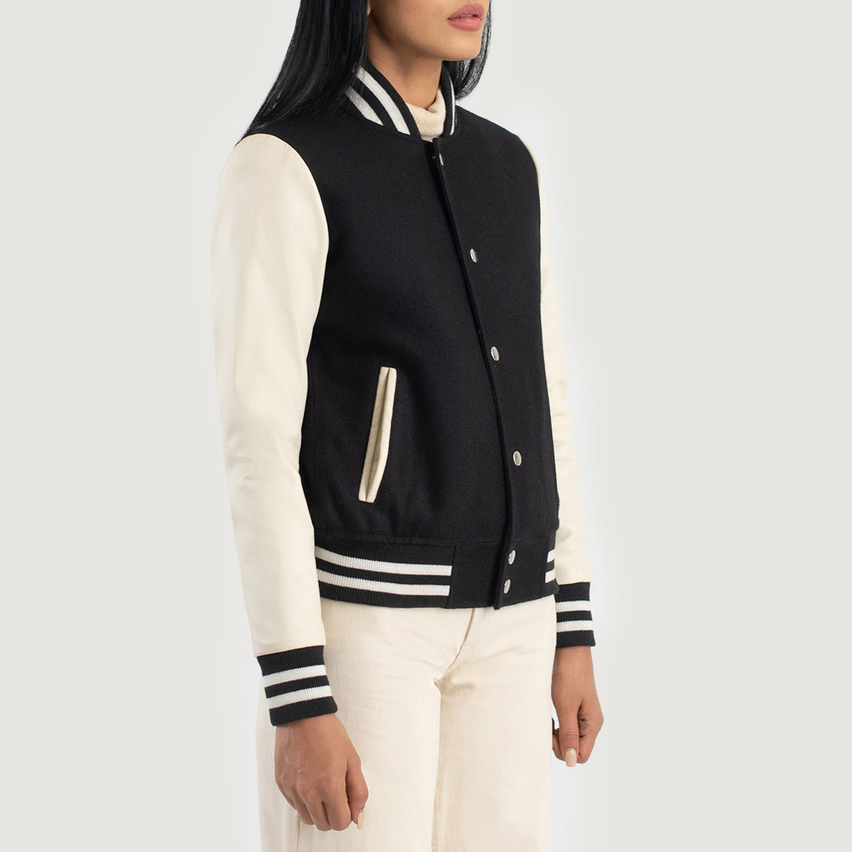 Savant Black & White Hybrid Varsity Jacket