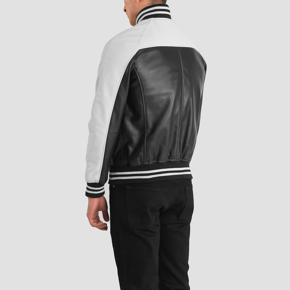 Terrance Black & White Leather Varsity Jacket