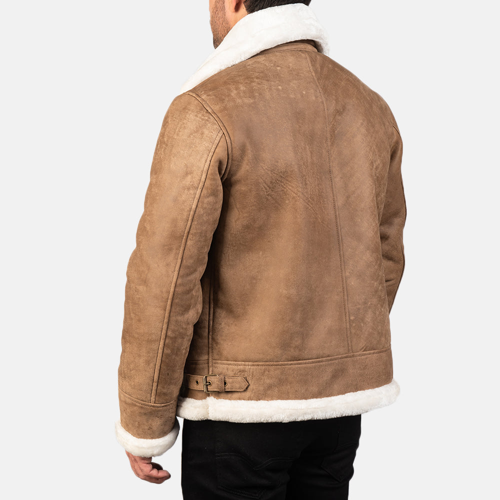 Francis B-3 Distressed Brown Leather Aviator Jacket