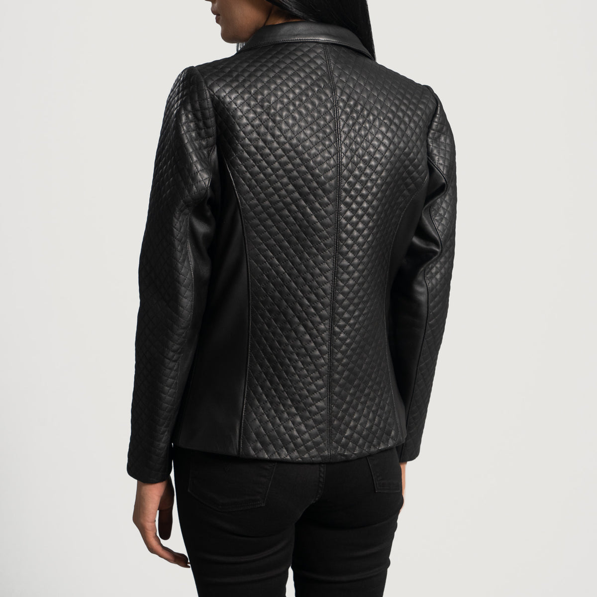 Ace Quilted Black Leather Blazer Plus Size
