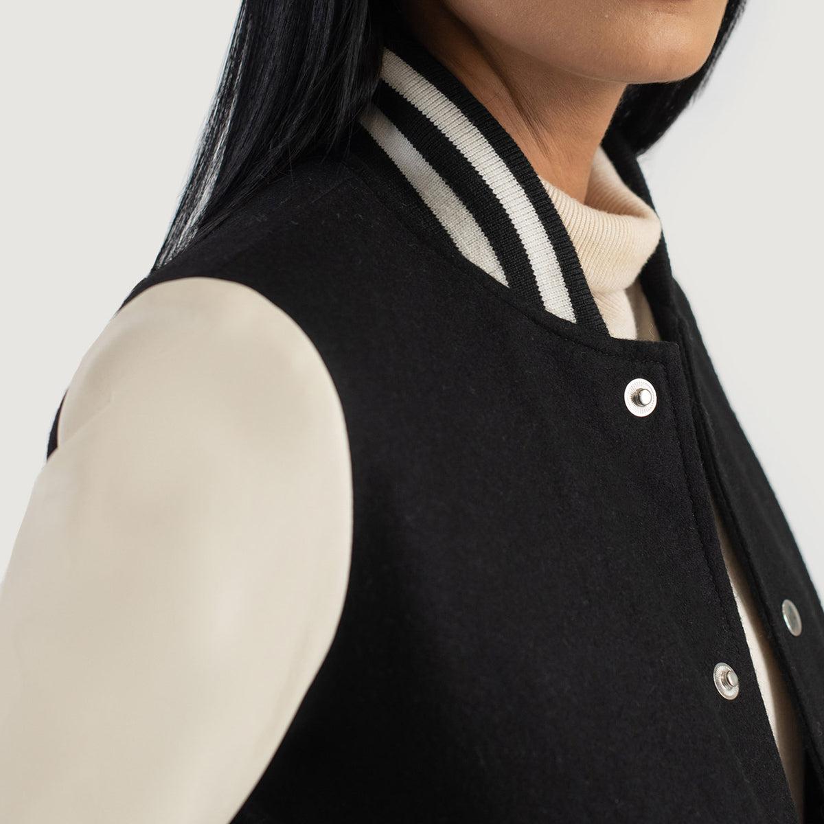 Savant Black & White Hybrid Varsity Jacket