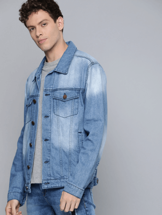 Light blue denim jacket for stylish, casual men's fashion