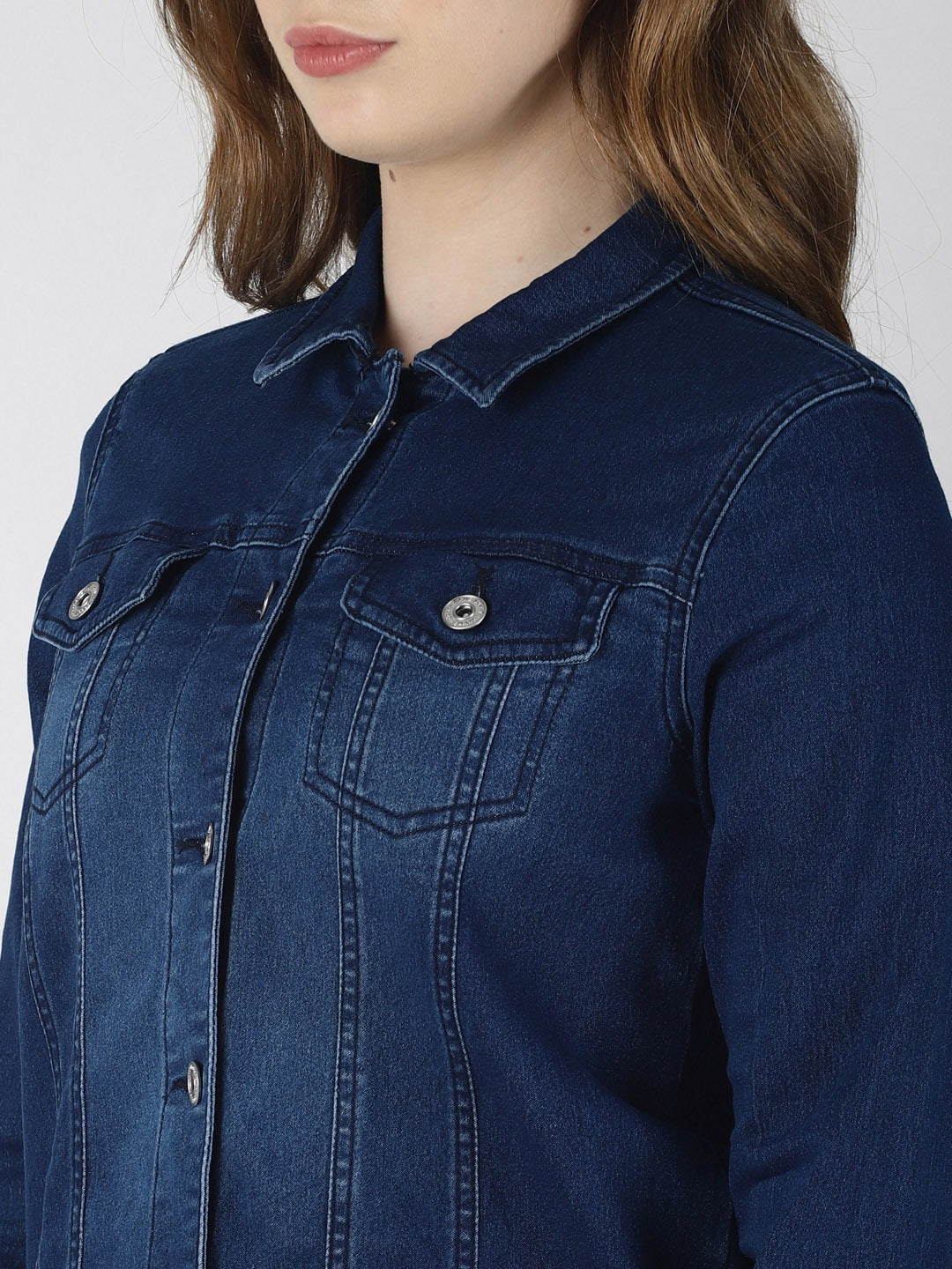 Stylish Dark Blue Denim Jacket for Women