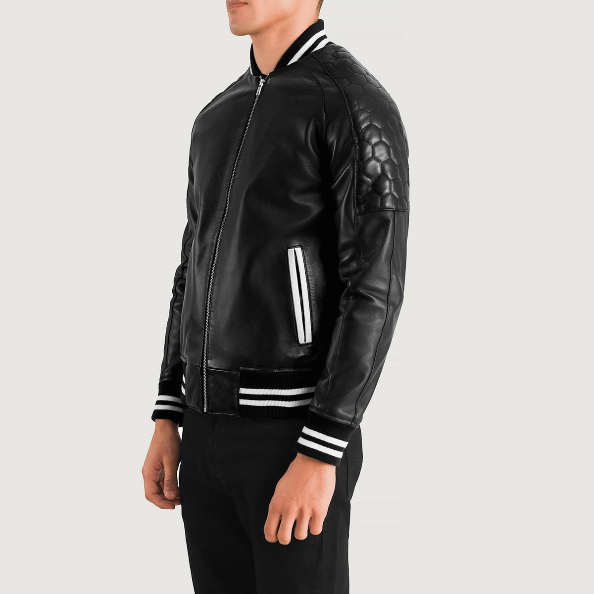 Pascal Black Leather Varsity Jacket