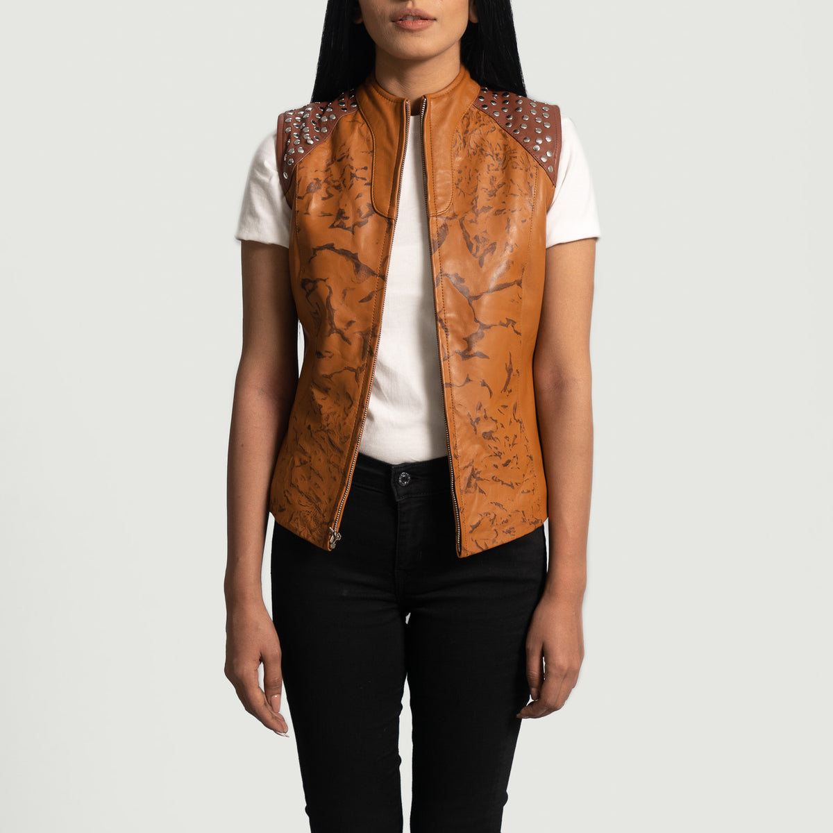 Ace Westina Tan Dye Leather Vest