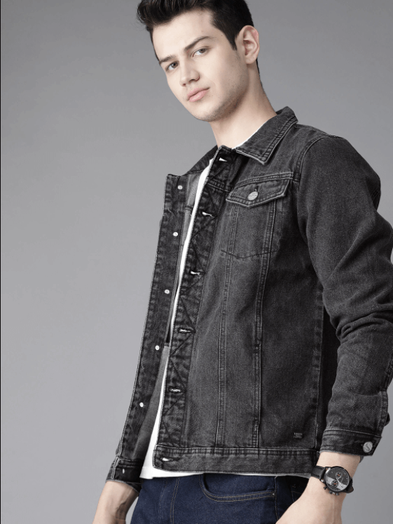 Classic Men's Black Denim Jacket - Rugged Style for Any Occasion