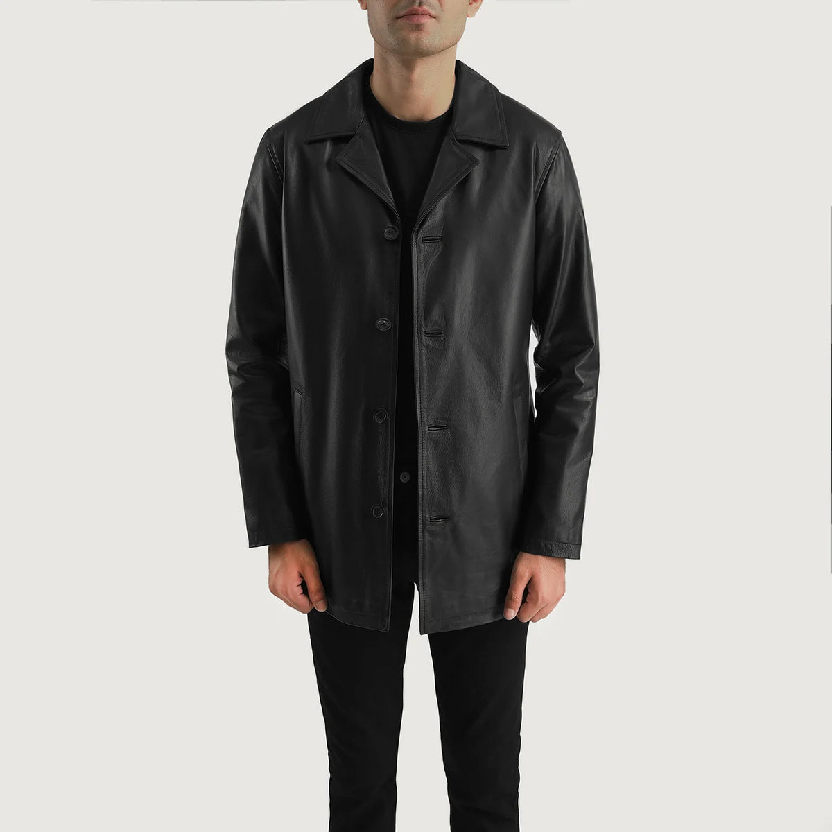 Urban Slate Black Leather Coat