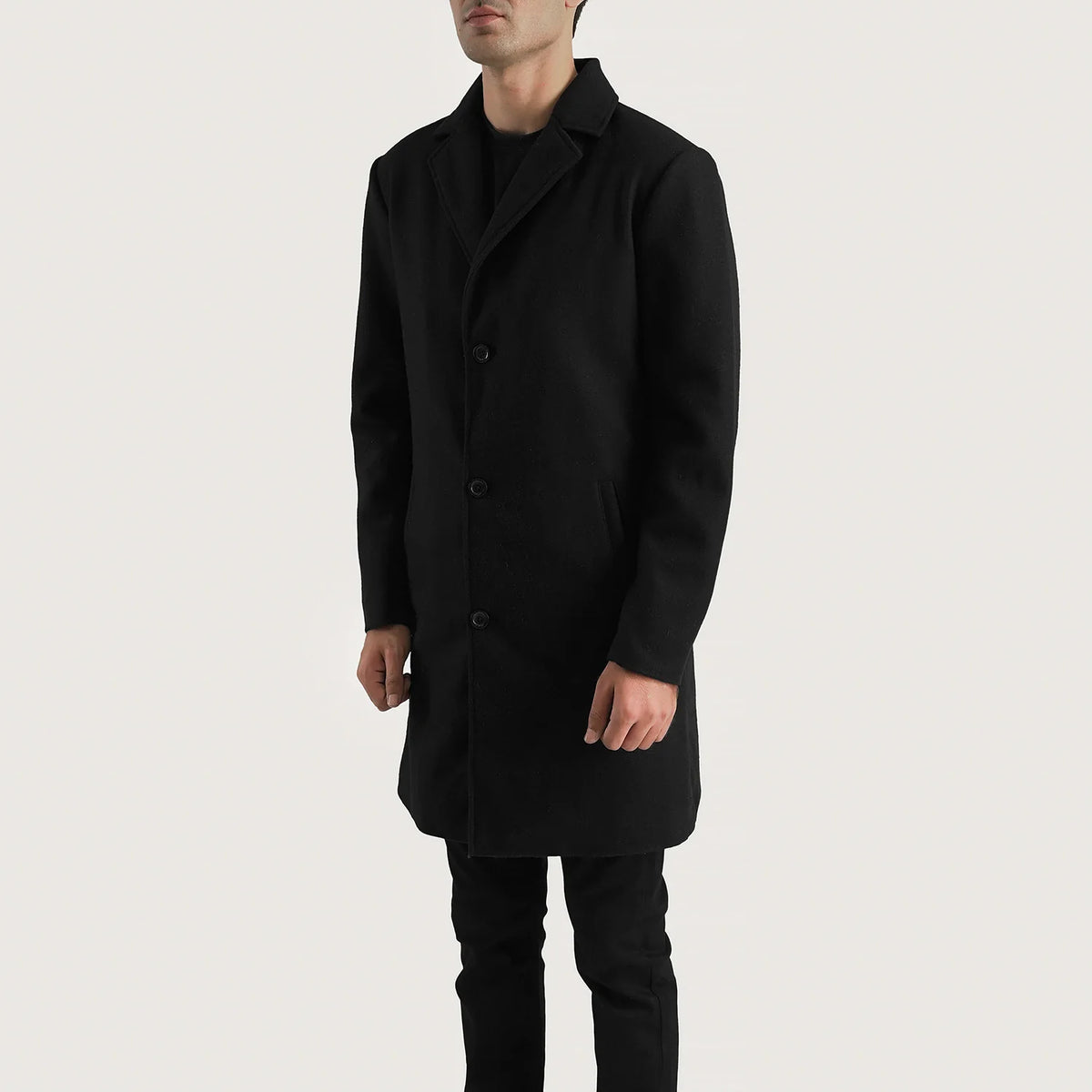 Petrillo Black Wool Single Breasted Coat