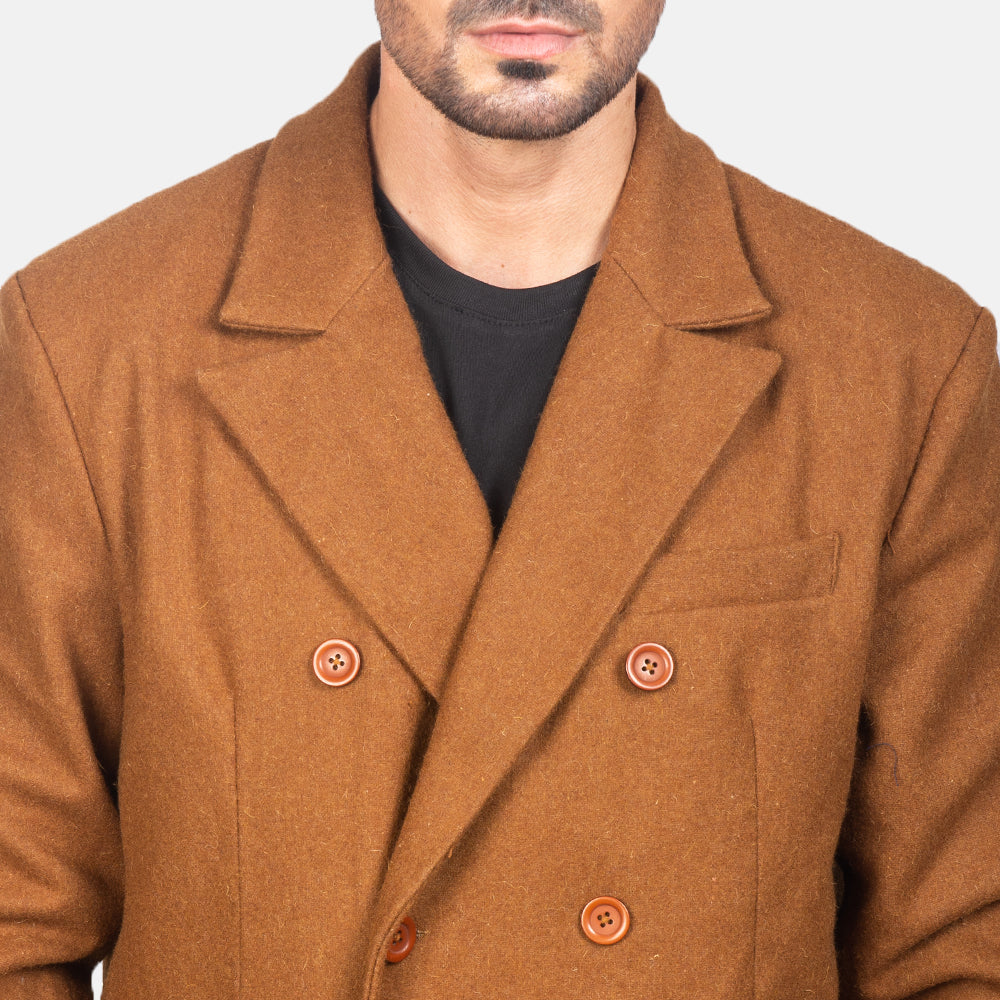 Claud Khaki Wool Double Breasted Coat