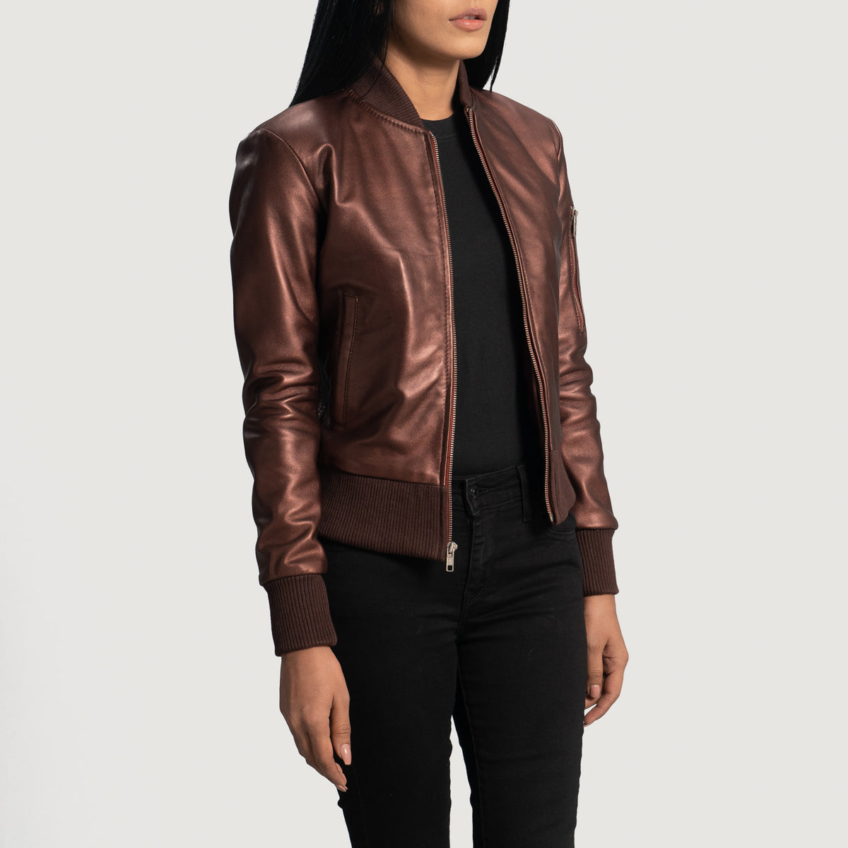 Reida Maroon Leather Bomber Jacket For Womens