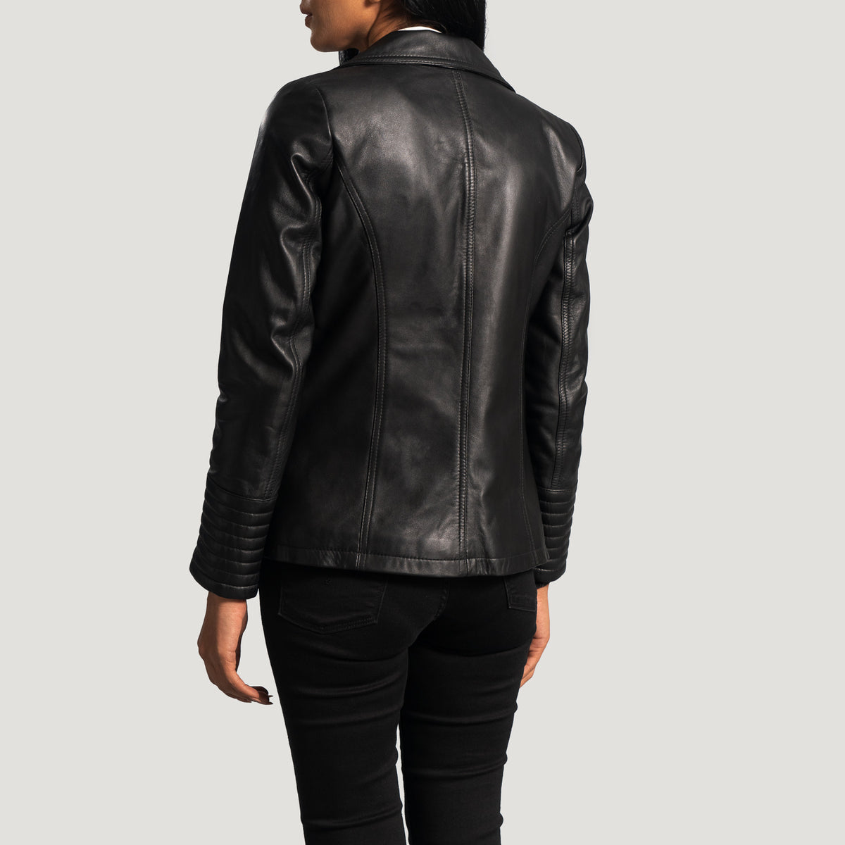 Selina Black Leather Blazer For Women