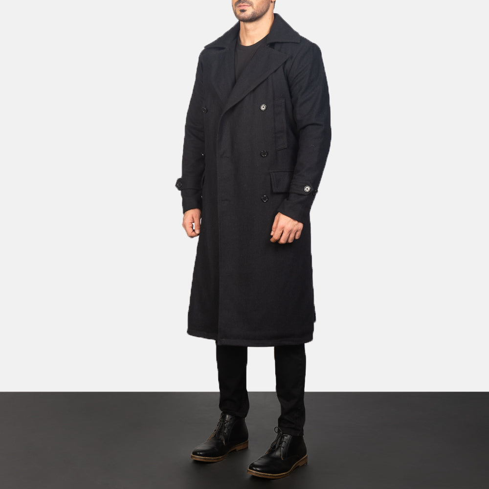 Detective Black Wool Coat