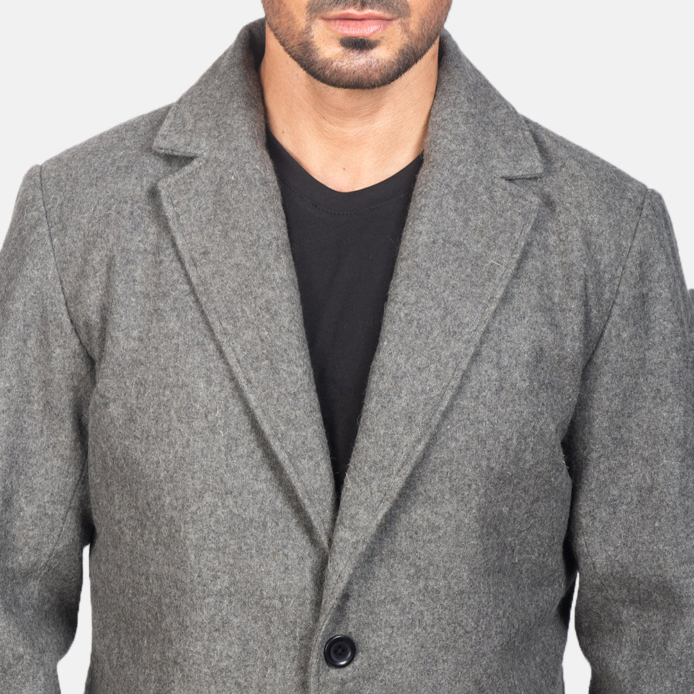 Petrillo Grey Wool Single Breasted Coat