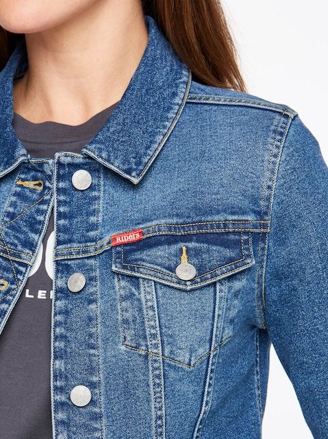 Canyon Blue Denim Jacket: Classic Cropped Jacket with Contrast Stitching