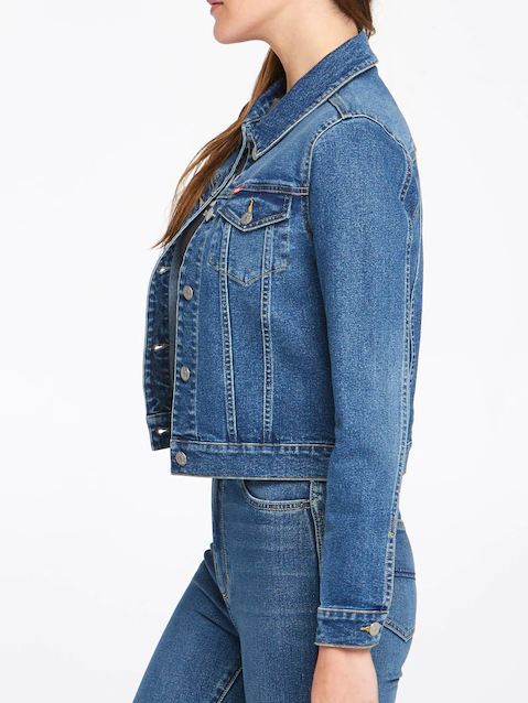 Stylish denim jacket in classic blue from Ace Cart, featuring a fitted silhouette and button-up design for a timeless look.