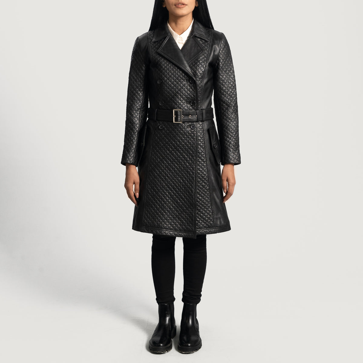 Sweet Susan Black Leather Trench Coat