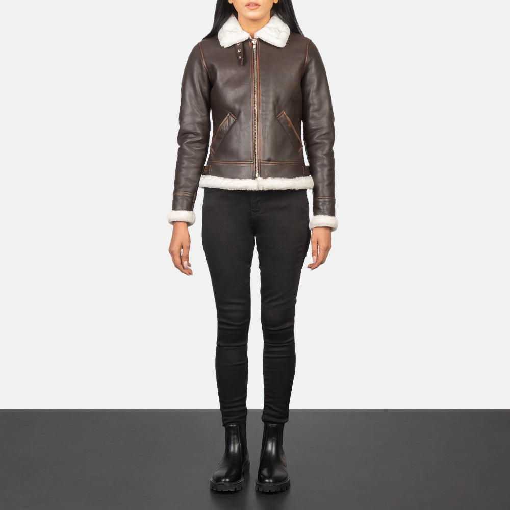 Aviator Brown Leather Bomber Jacket