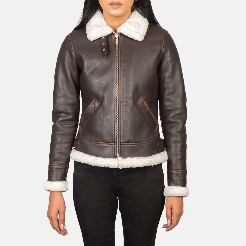 Aviator Brown Leather Bomber Jacket