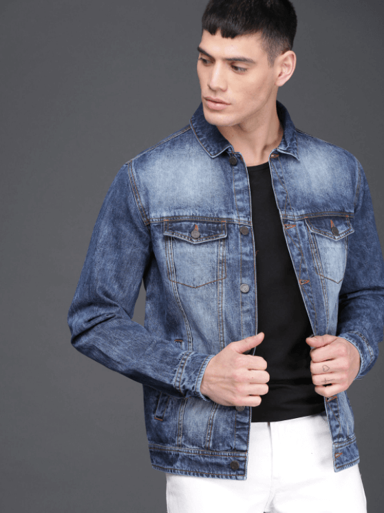Classic Denim Jacket for Men in Faded Blue