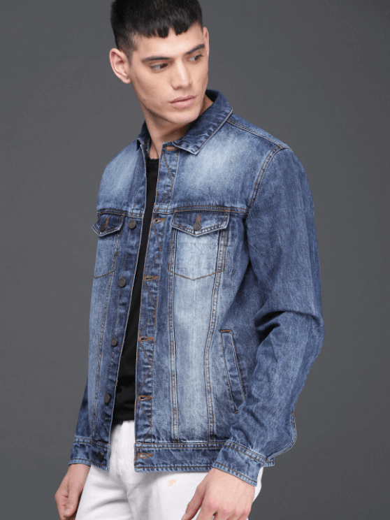 Classic Denim Jacket for Men in Faded Blue
