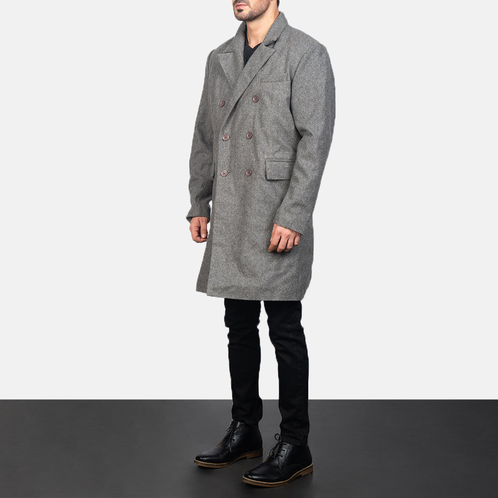 Claud Grey Wool Double Breasted Coat