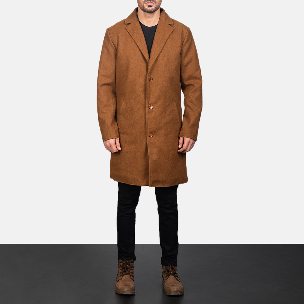 Petrillo Khaki Wool Single Breasted Coat