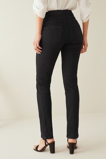 Soft sculpt pull-on slim black leggings with high waist and stretch fabric for a comfortable fit.