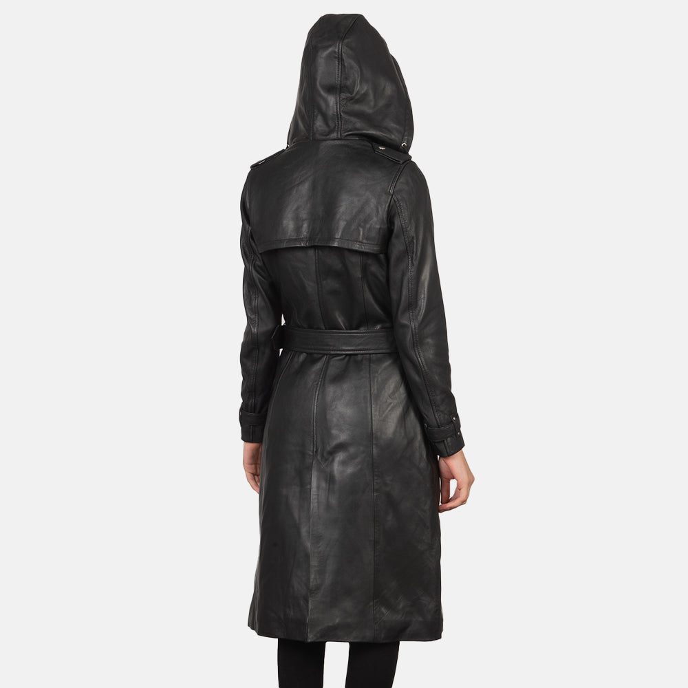 Fixon Hooded Black Trench Coat
