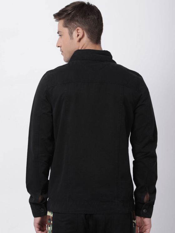 Stylish Men's Denim Jacket - Black