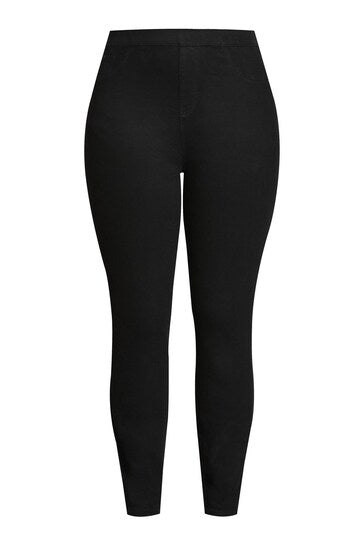 Curve fit denim blue jeggings with a stretchy, high-waist design for a comfortable, flattering fit.