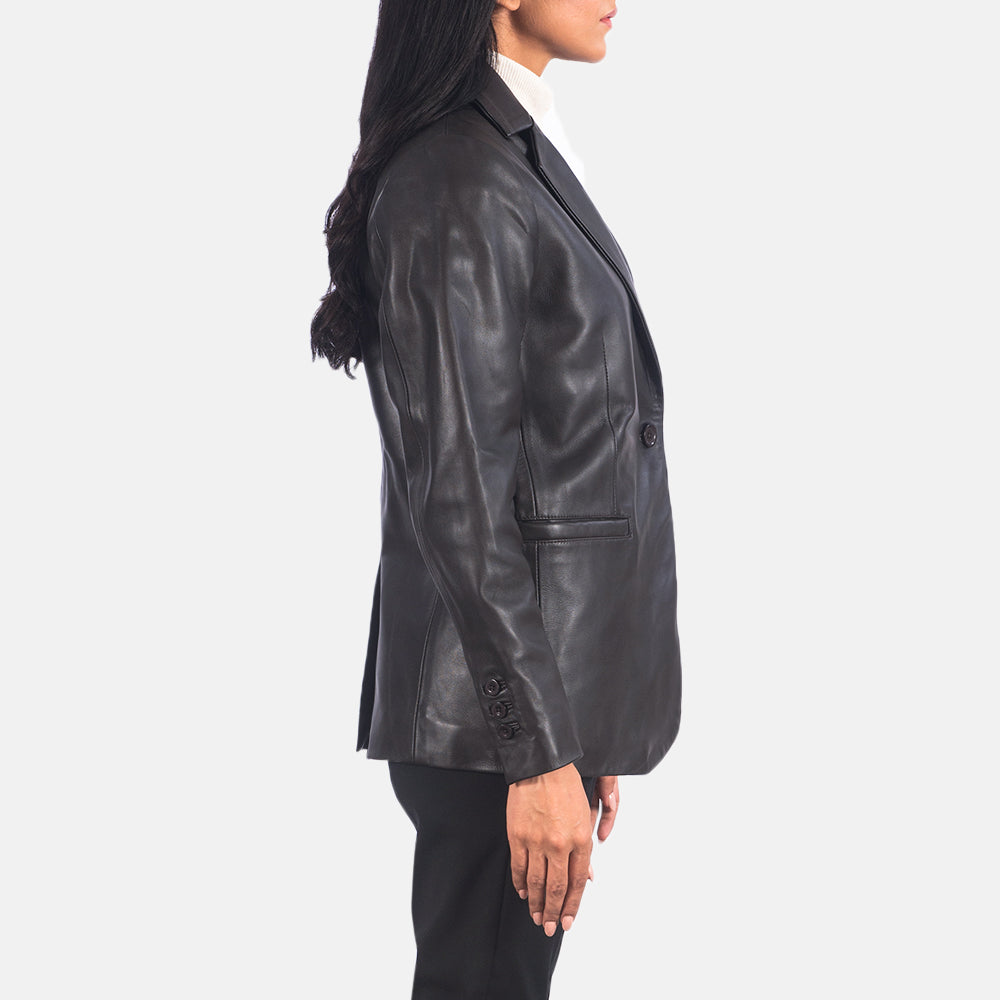 Ace Norma Brown Leather Blazer For Women