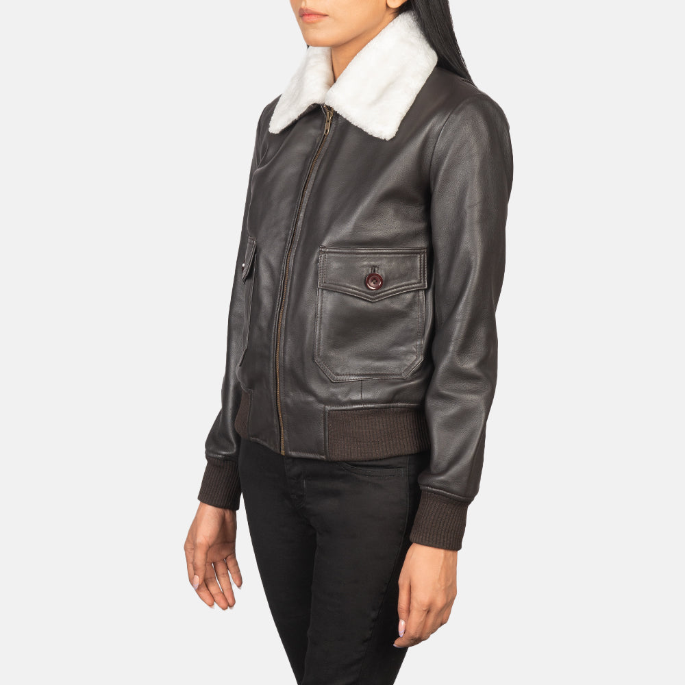Ace Aviator Brown Leather Bomber Jacket