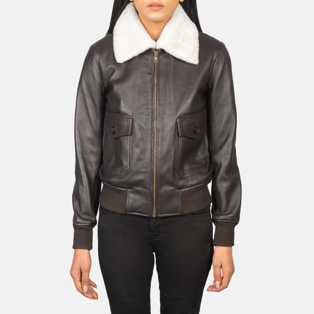 Ace Aviator Brown Leather Bomber Jacket