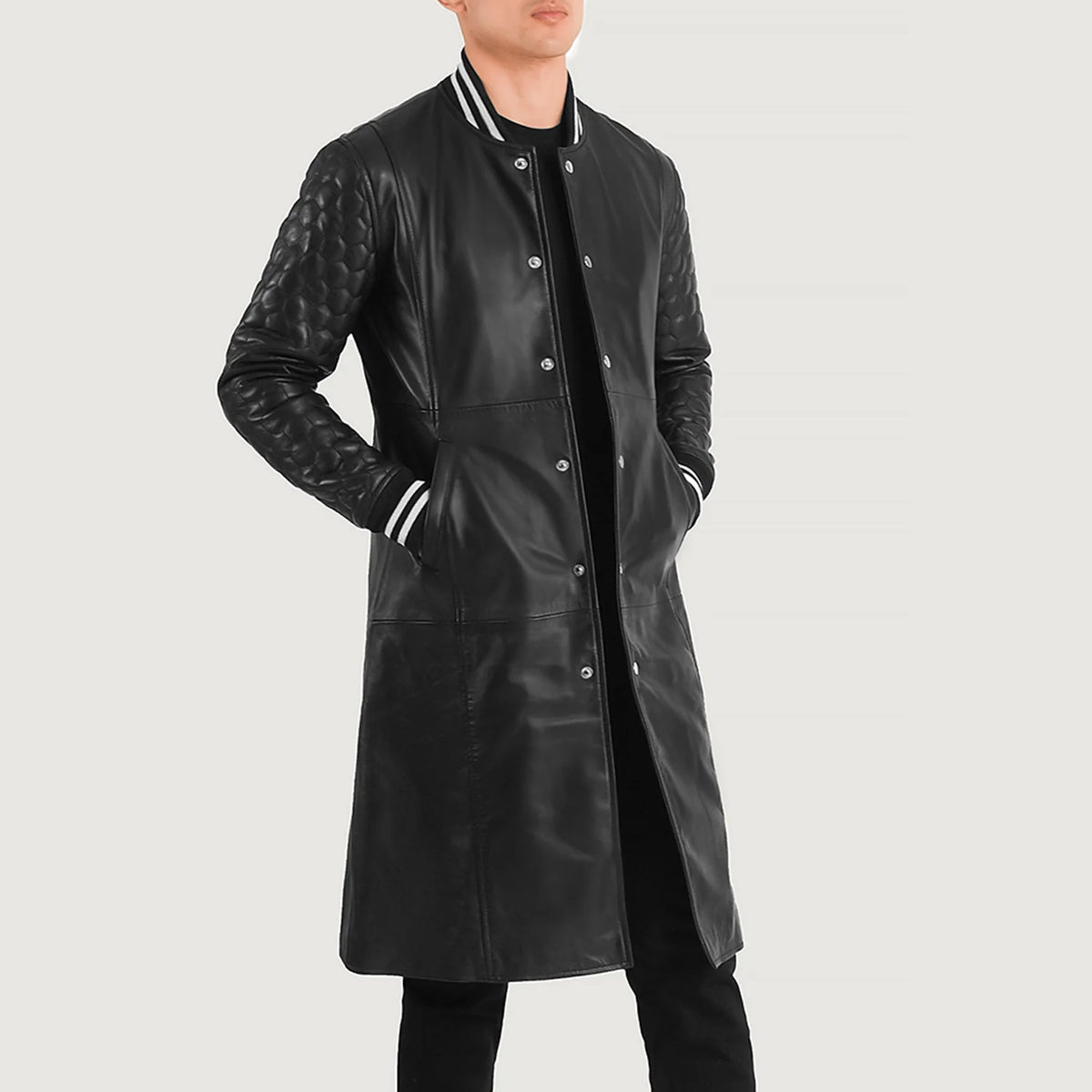 Wilde Black Leather Varsity Coat