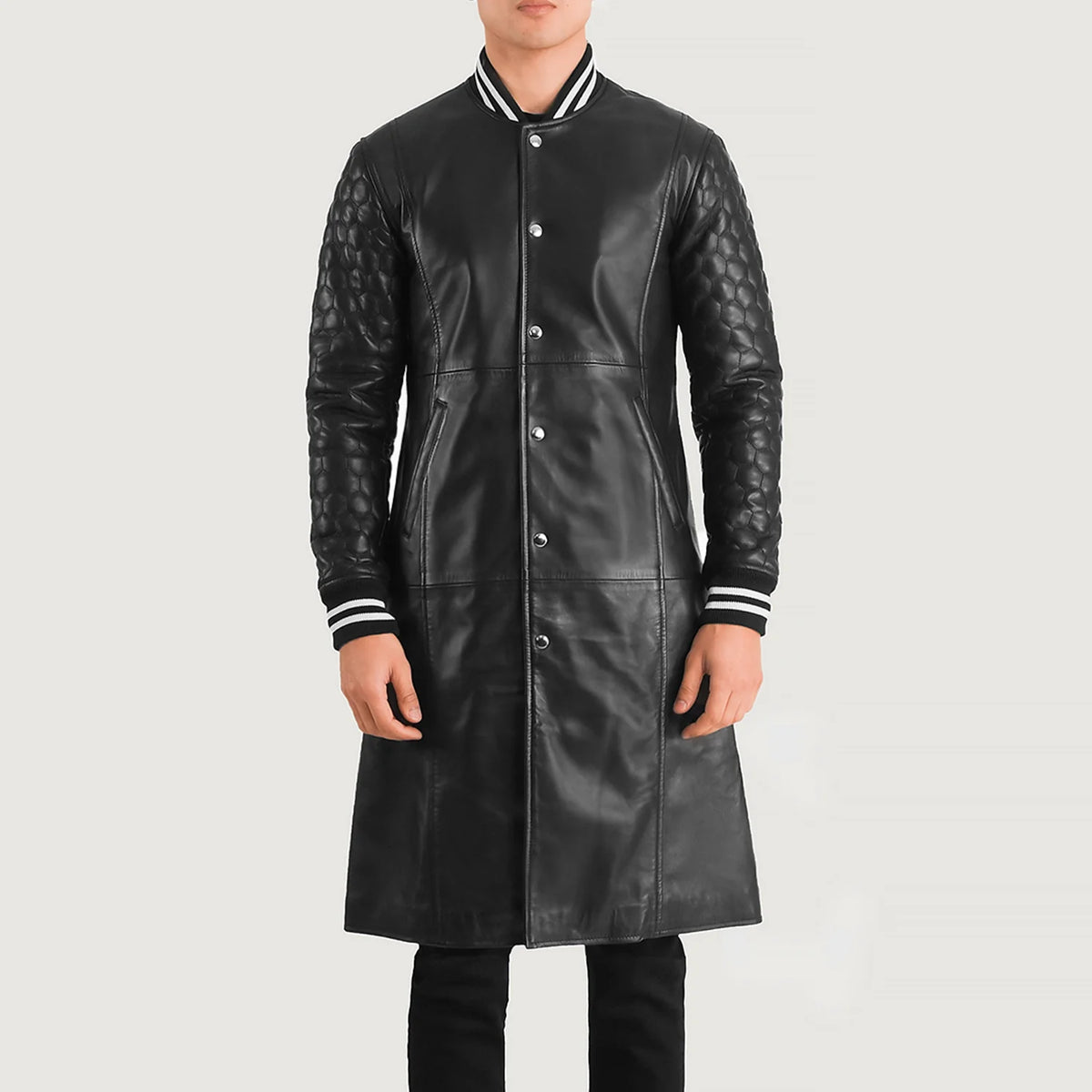 Wilde Black Leather Varsity Coat