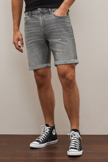 Ace Cart Distressed Grey Denim Shorts