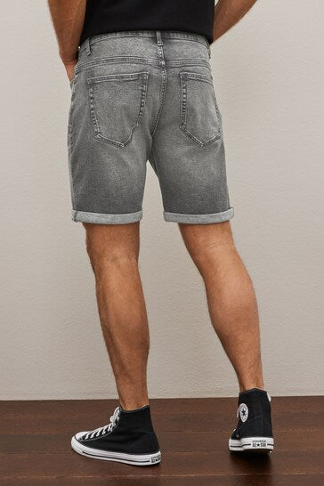 Ace Cart Distressed Grey Denim Shorts