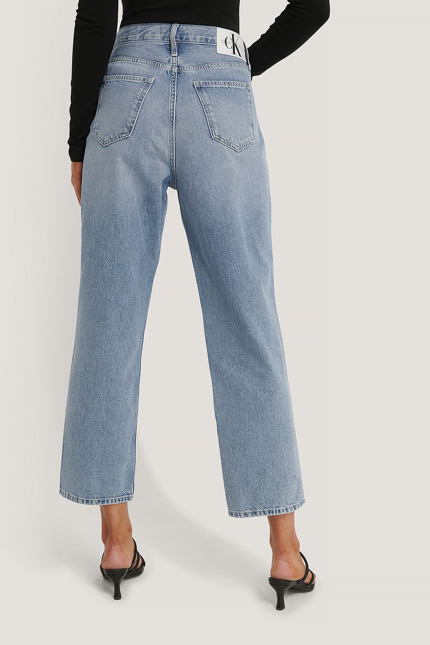 High-waist flared denim jeans from Ace Cart, featuring a classic 5-pocket design and relaxed straight leg silhouette.