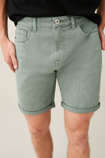 Premium Stretch Denim Shorts with Rolled Cuffs