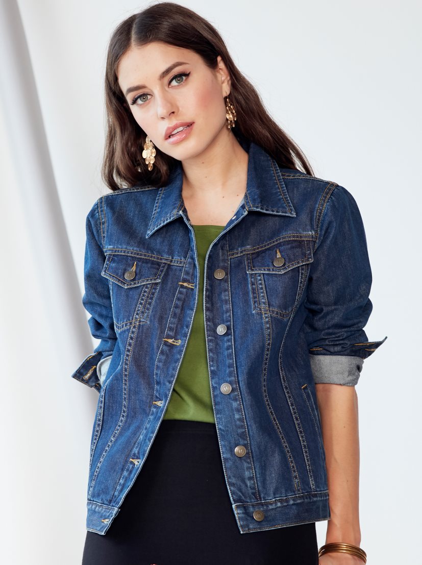 Stylish Women's Dark Blue Denim Jacket