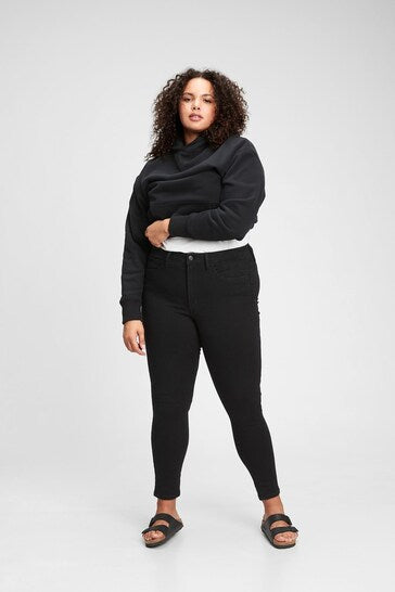 Ace High Waisted Universal Jeggings for Curvy Women in Black