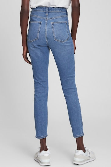 High-waisted favorite jeggings with ripped knees, stretchy and comfortable for curvy women.