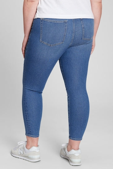 High-waisted denim jeggings with ripped knees, showcasing a trendy and comfortable plus-size fashion item from Ace Cart.